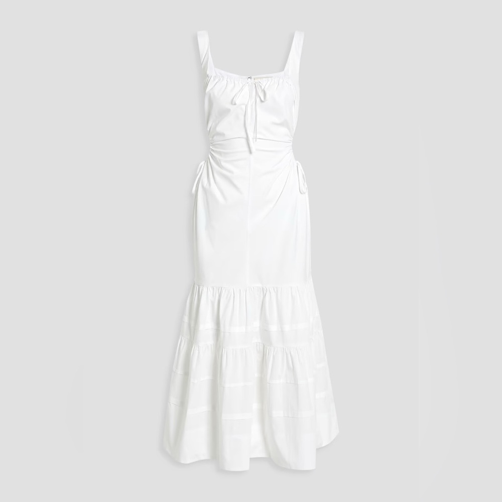 NWT! NICHOLAS Betty tiered cutout cotton-poplin midi dress